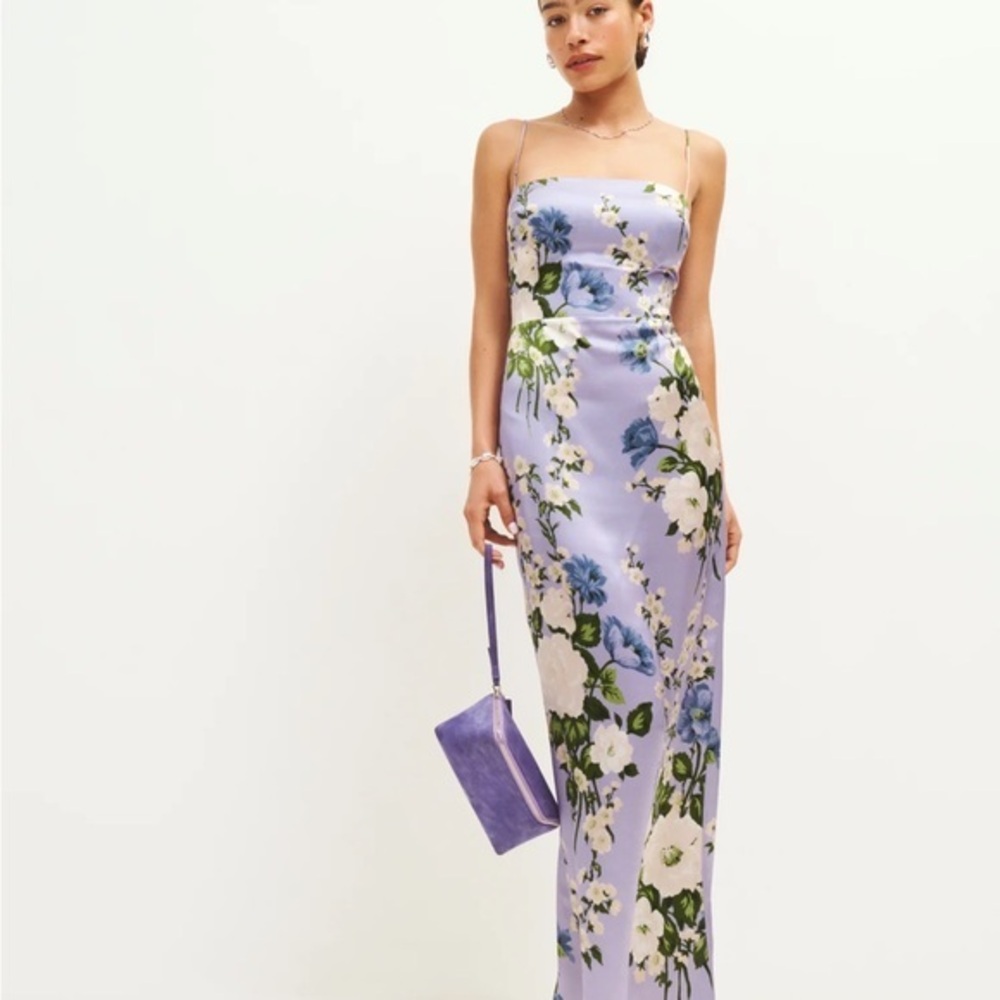 Reformation Frankie Silk Dress Garden Soiree - Picture 3 of 10